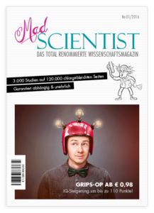 Satire-Magazin-Cover: Mad Scientist
